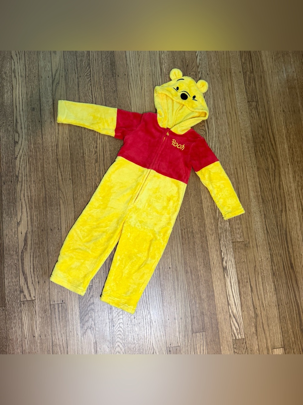 NWOT Disney Winnie the Pooh Yellow & Red Hooded Kids Costume Onesie size 3T